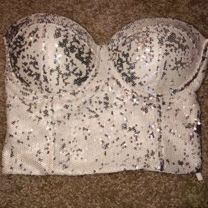 Glamorous Sequined Bustier Crop Top